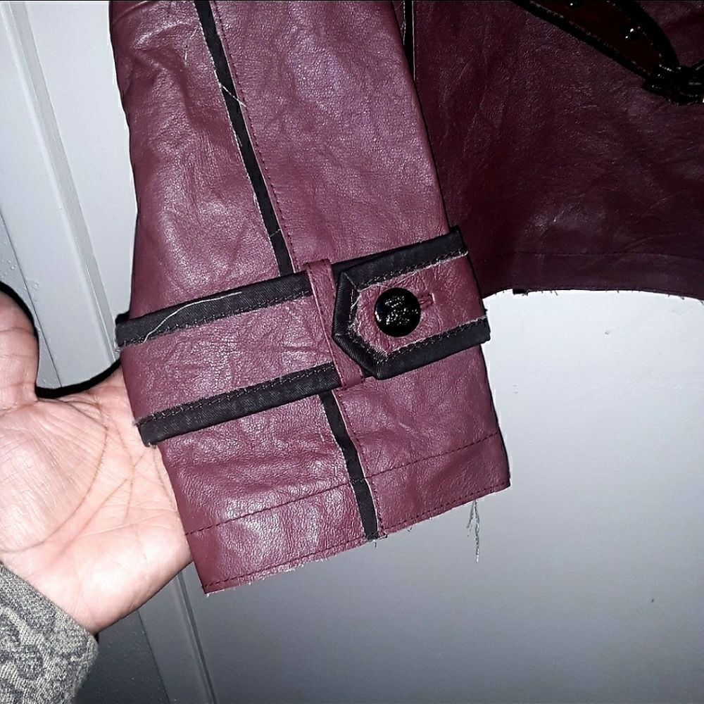 My Tribe Burgandy brown Leather Jacket Size Large - Picture 7 of 9